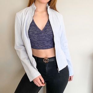 3/$20 Principles Corduroy Baby Blue Mock Neck Collar Jacket